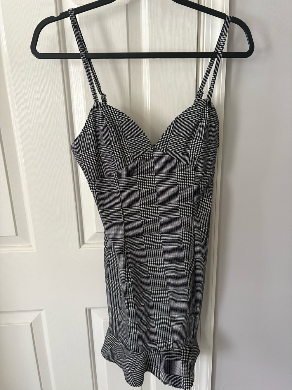 Forever 21 Black and White Plaid Mini Dress with Spaghetti Straps